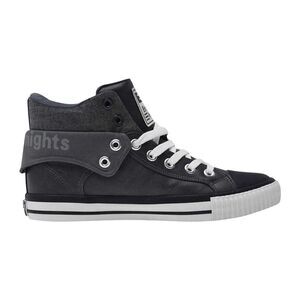 British Knights Mens Roco Folded Collar High Top Trainers / Dark Grey/Black
